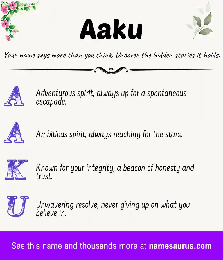 Acrostic poem about Aaku.
