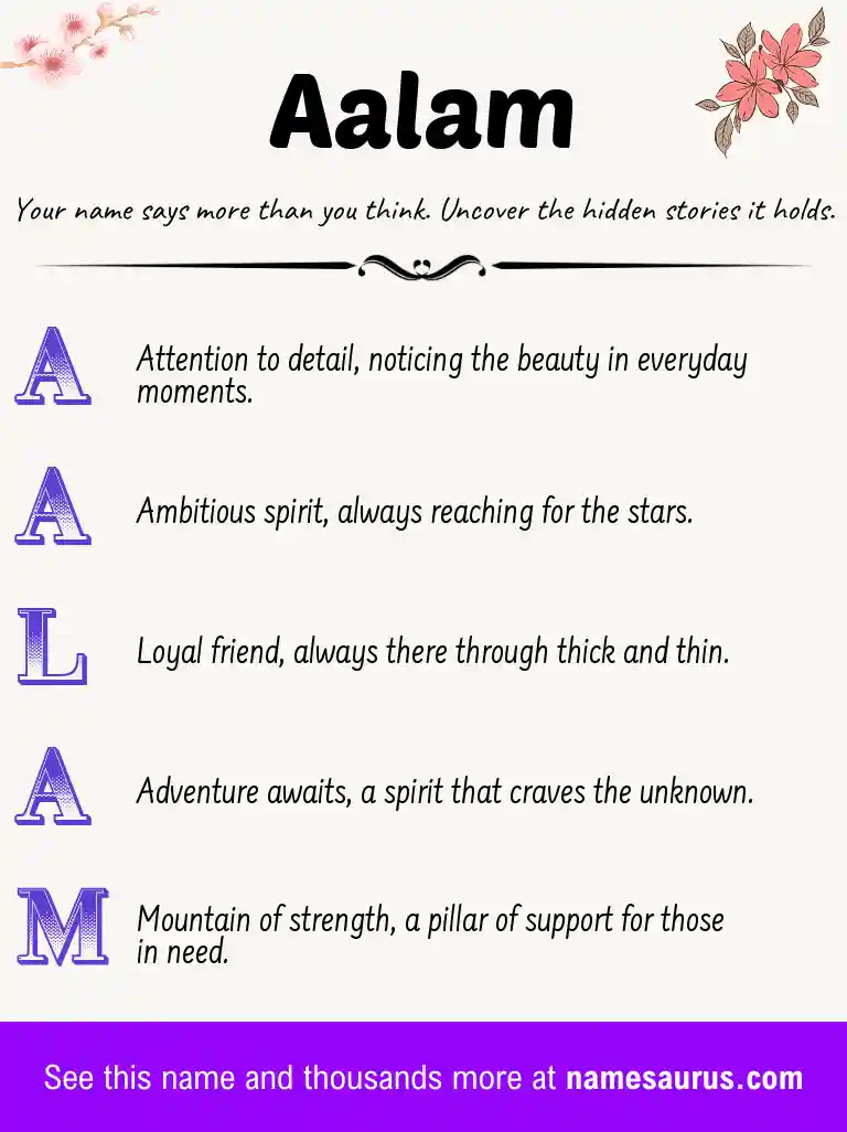 Acrostic poem about Aalam.