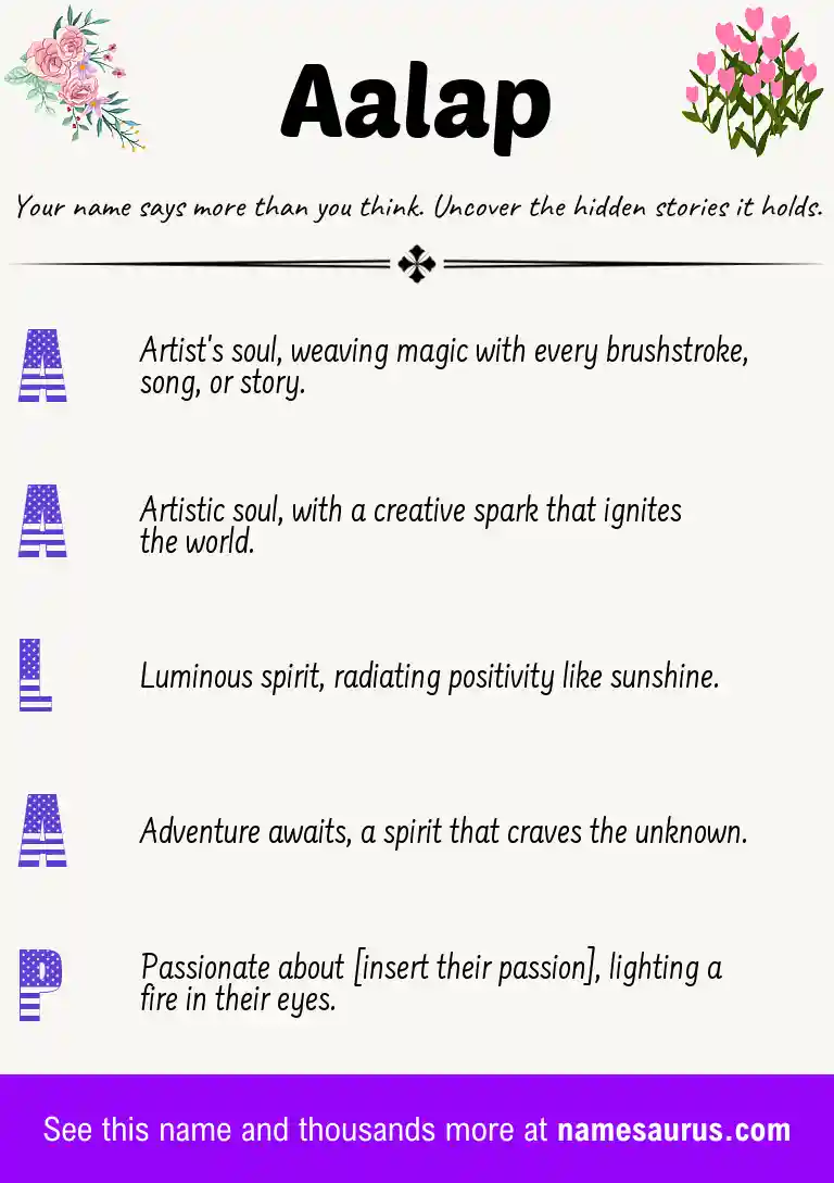 Acrostic poem about Aalap.