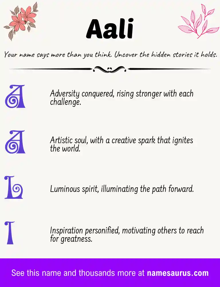 Acrostic poem about Aali.