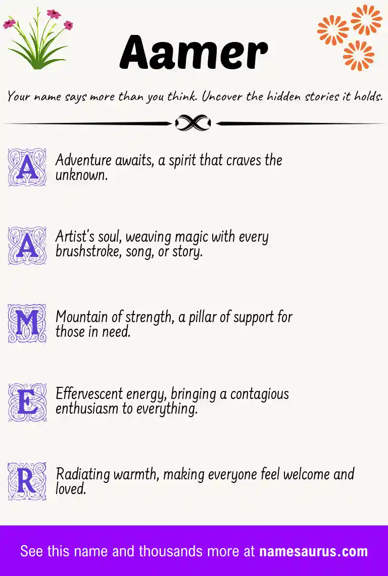 Acrostic poem about Aamer.