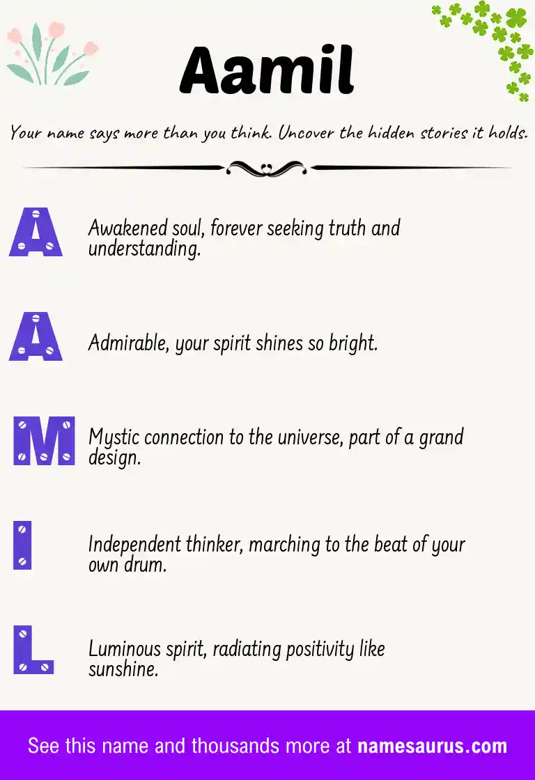 Acrostic poem about Aamil.