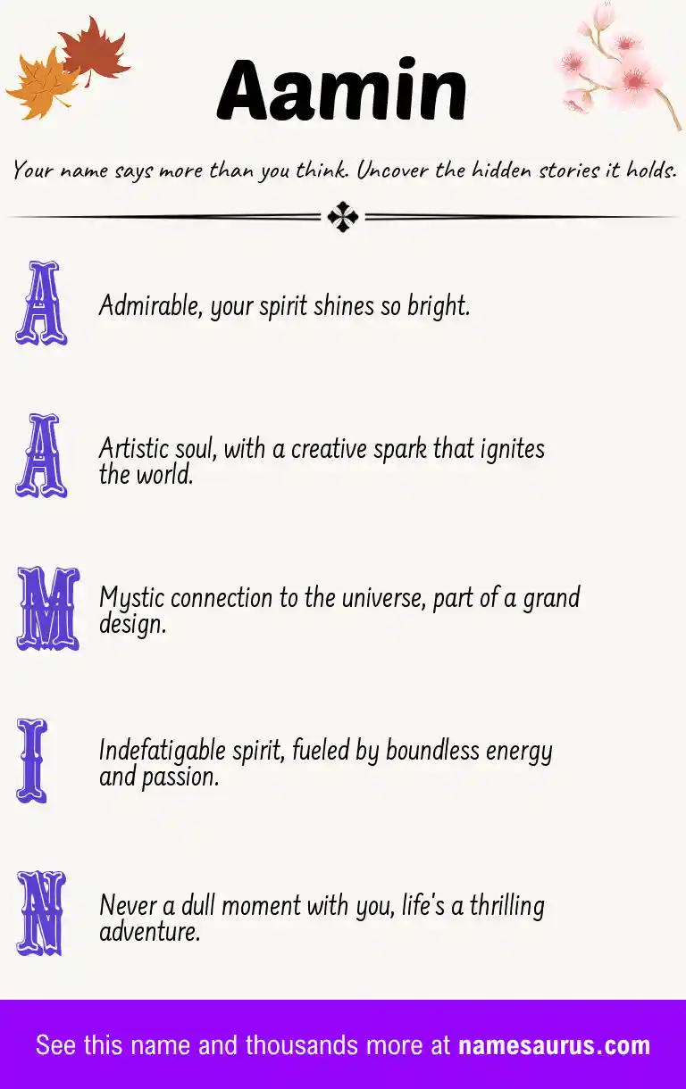 Acrostic poem about Aamin.