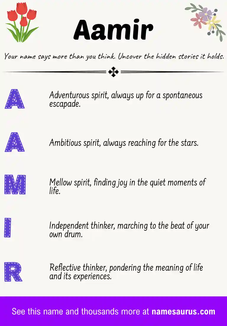 Acrostic poem about Aamir.