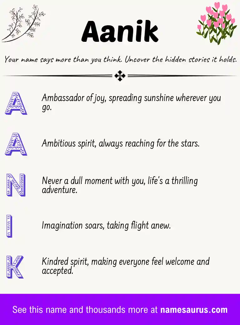 Acrostic poem about Aanik.