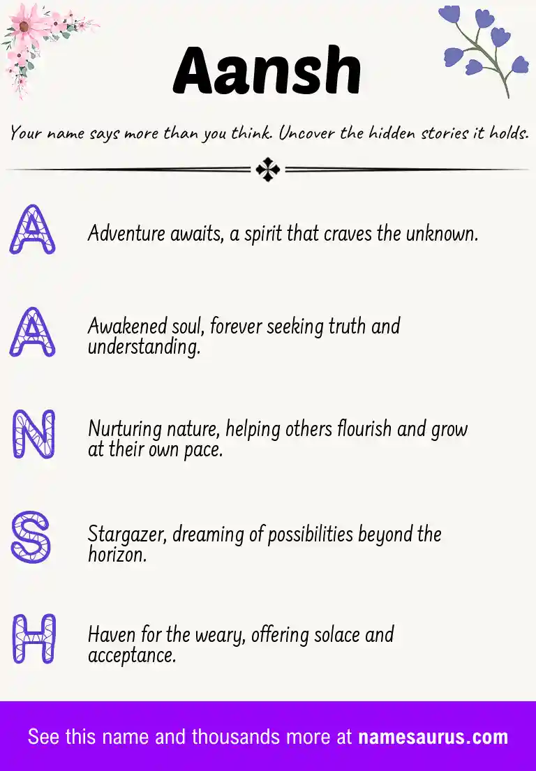 Acrostic poem about Aansh.