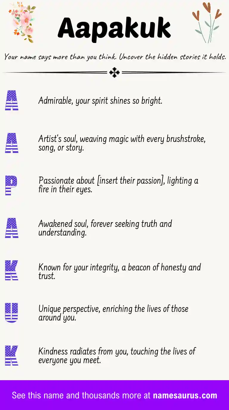 Acrostic poem about Aapakuk.