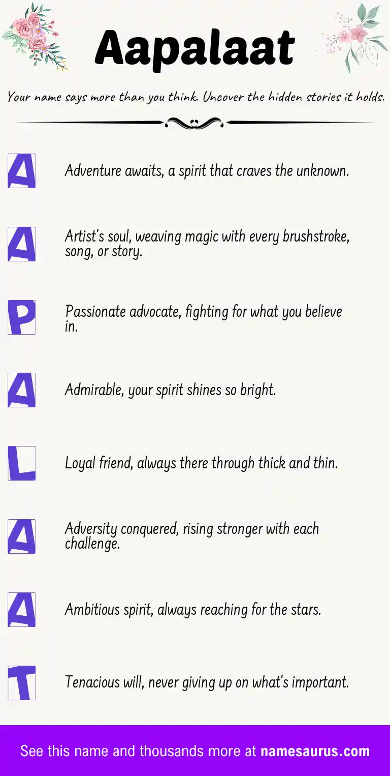 Acrostic poem about Aapalaat.