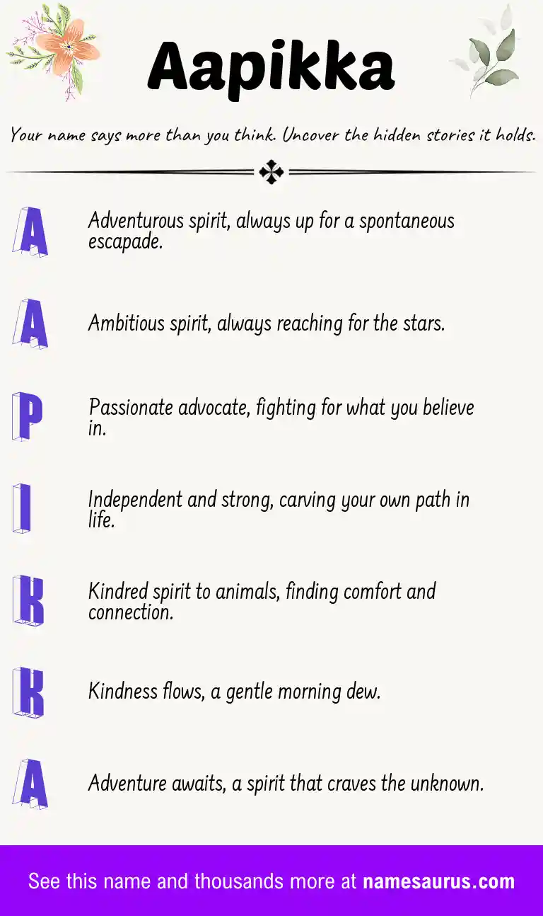 Acrostic poem about Aapikka.