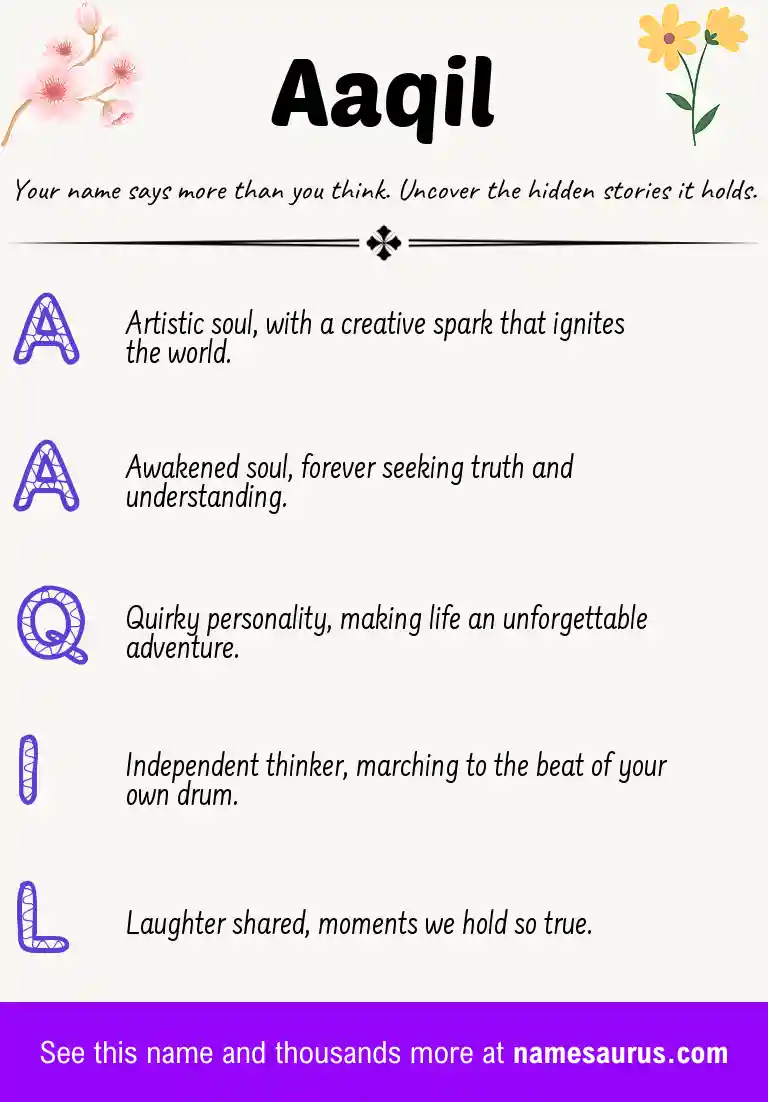 Acrostic poem about Aaqil.