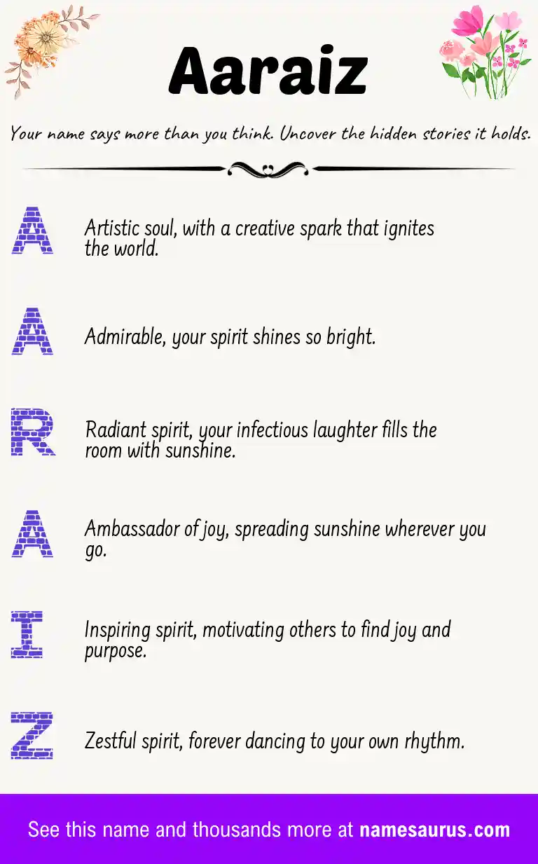 Acrostic poem about Aaraiz.