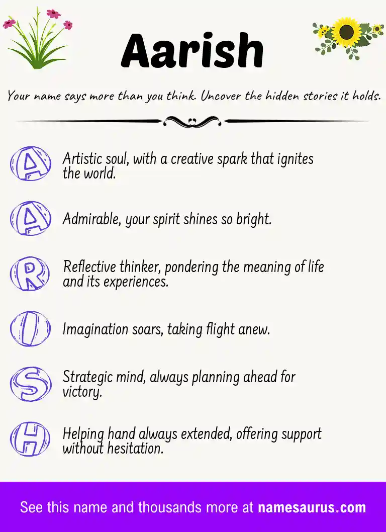 Acrostic poem about Aarish.