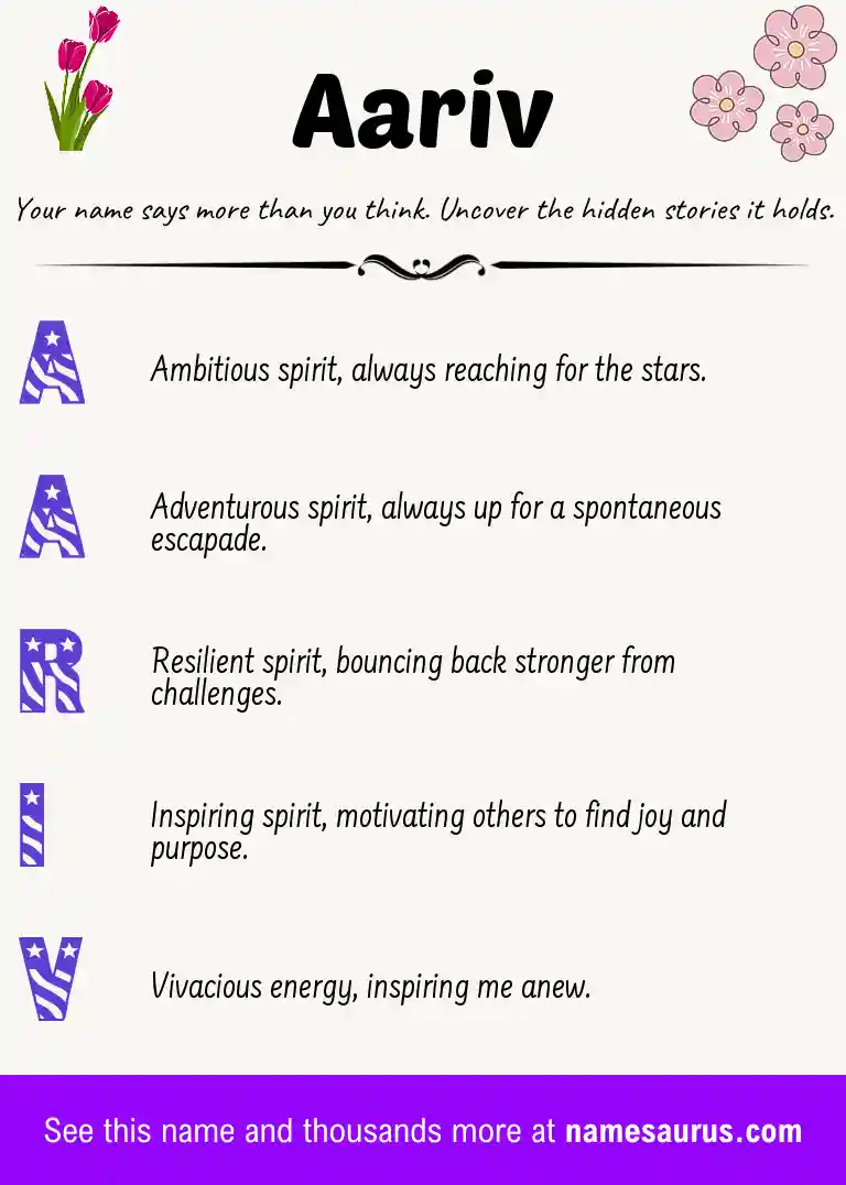 Acrostic poem about Aariv.