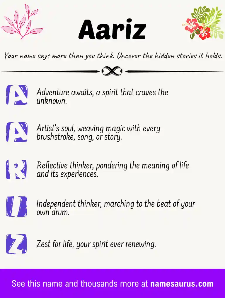 Acrostic poem about Aariz.