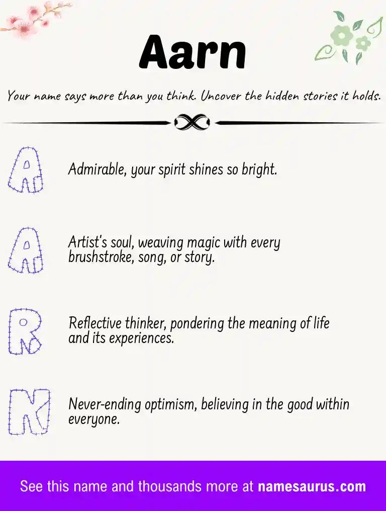 Acrostic poem about Aarn.