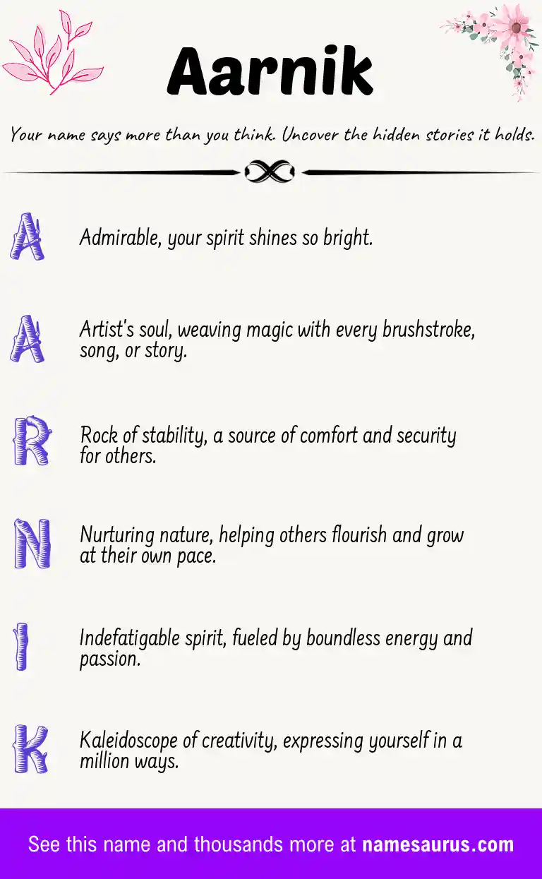 Acrostic poem about Aarnik.