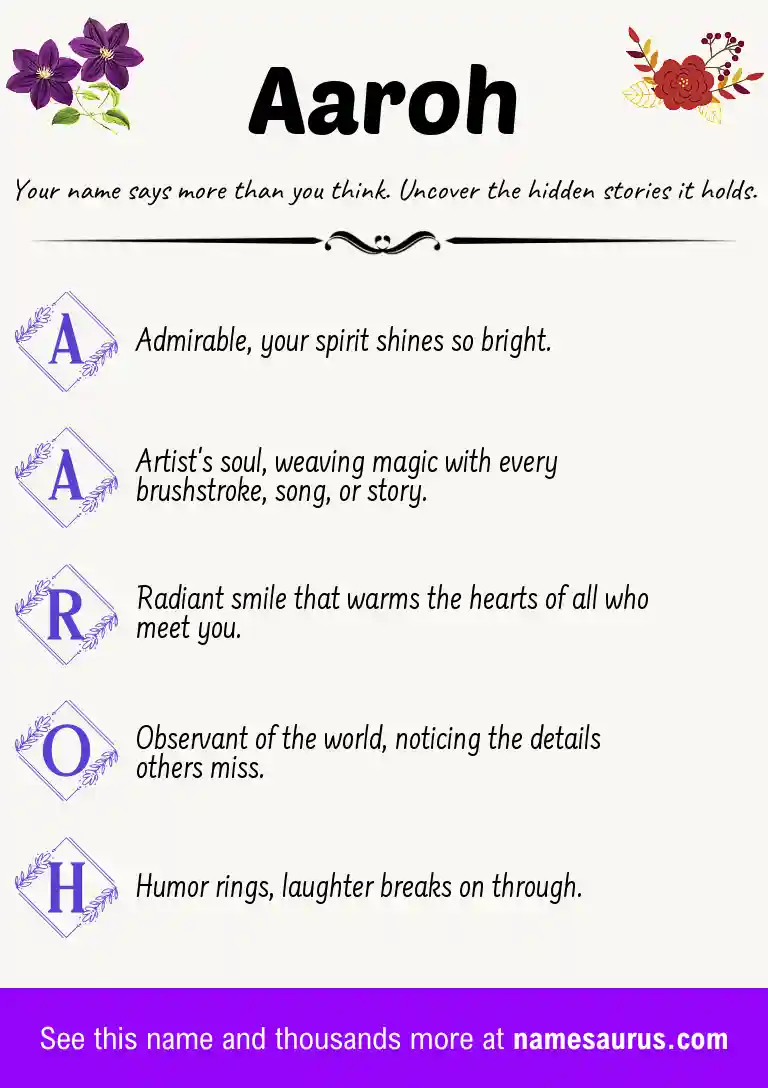 Acrostic poem about Aaroh.