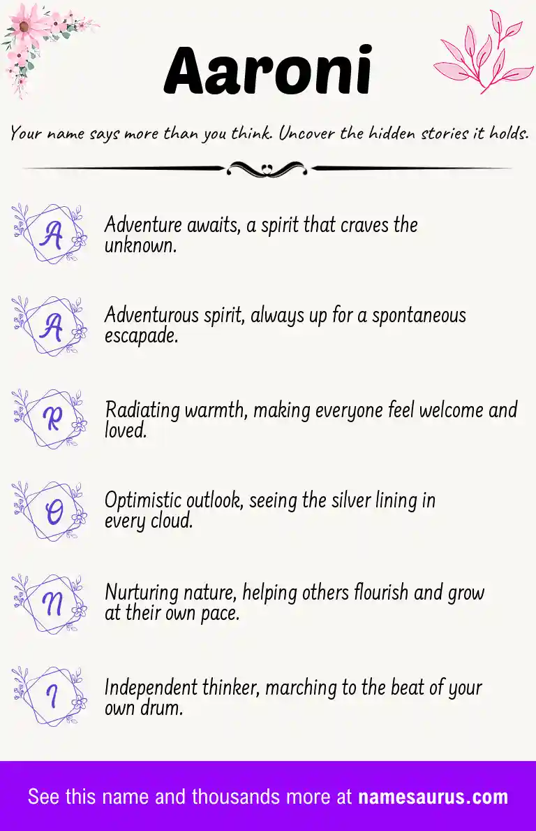 Acrostic poem about Aaroni.