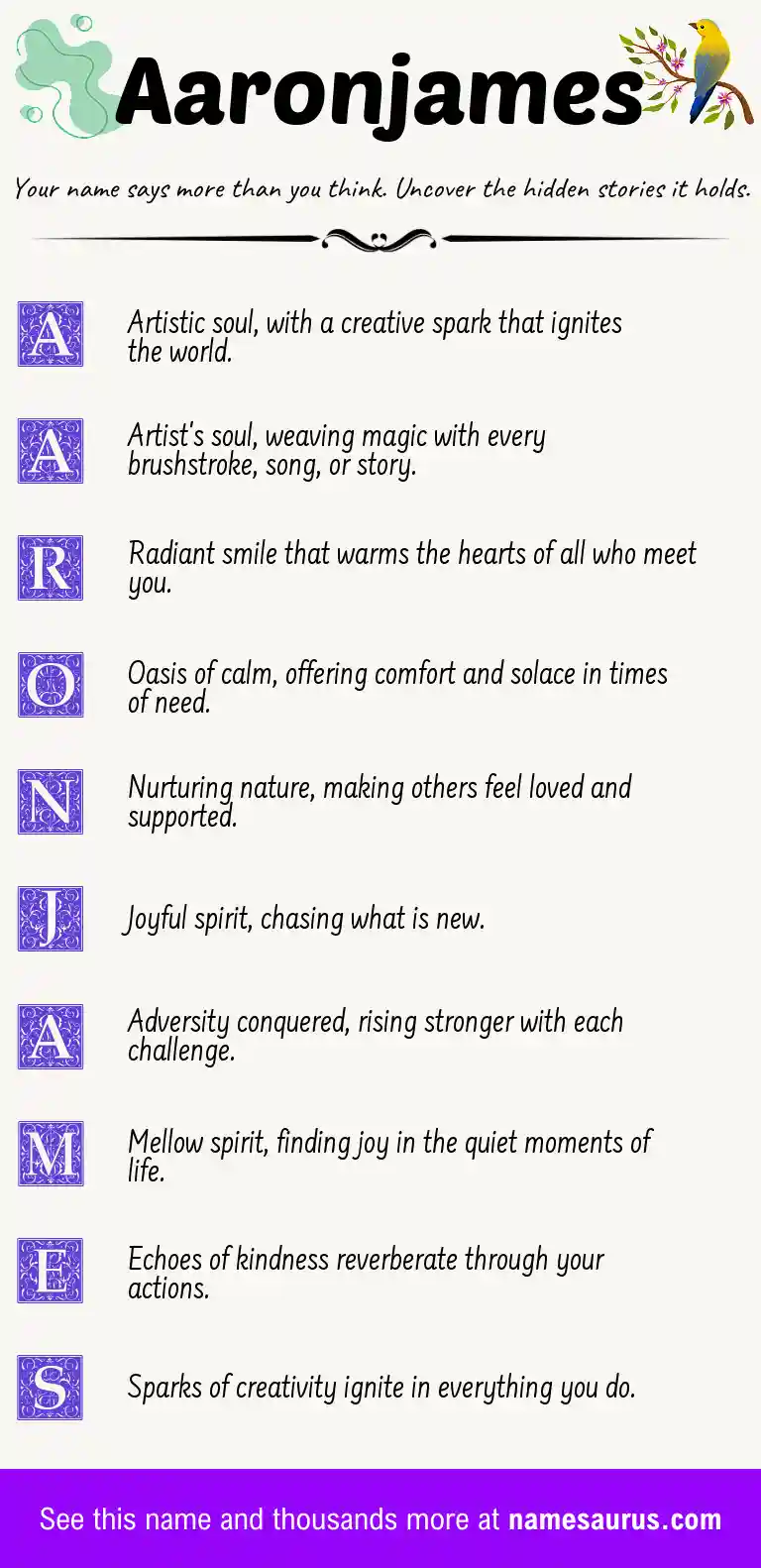 Acrostic poem about Aaronjames.