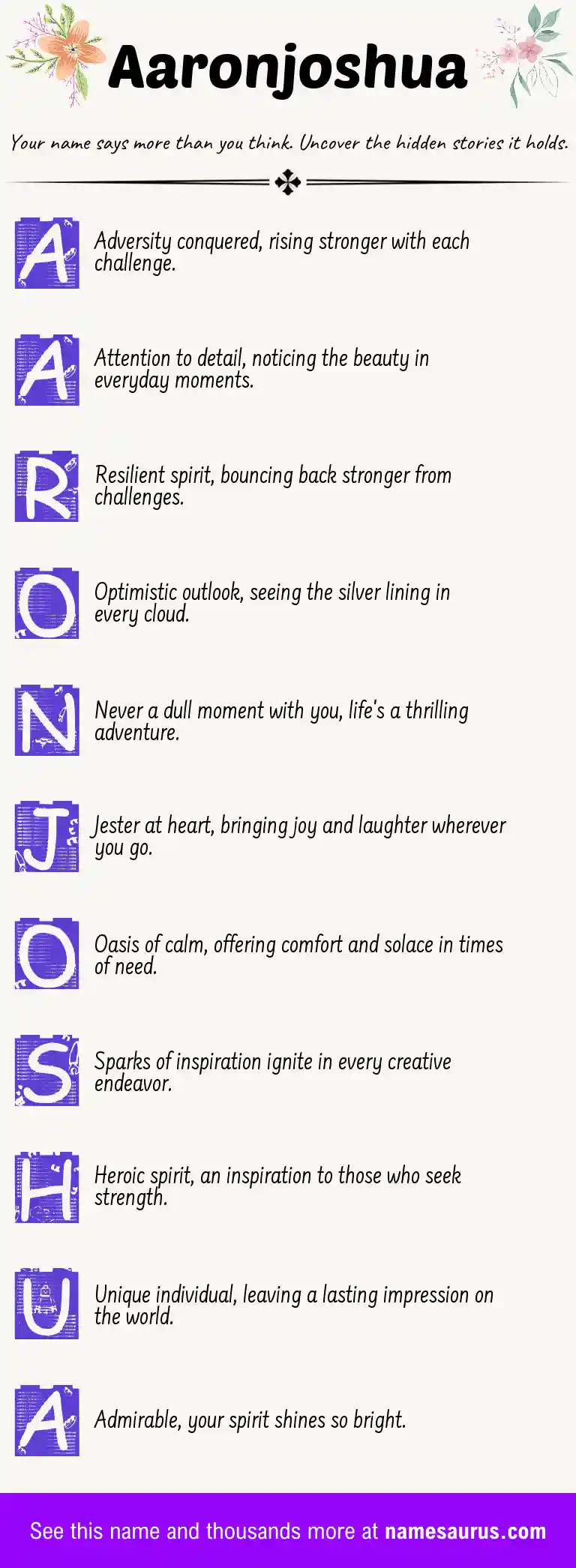 Acrostic poem about Aaronjoshua.