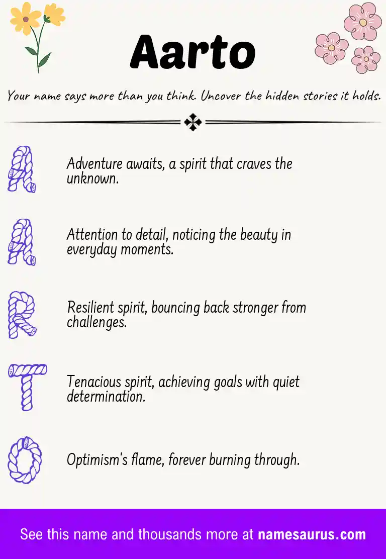 Acrostic poem about Aarto.