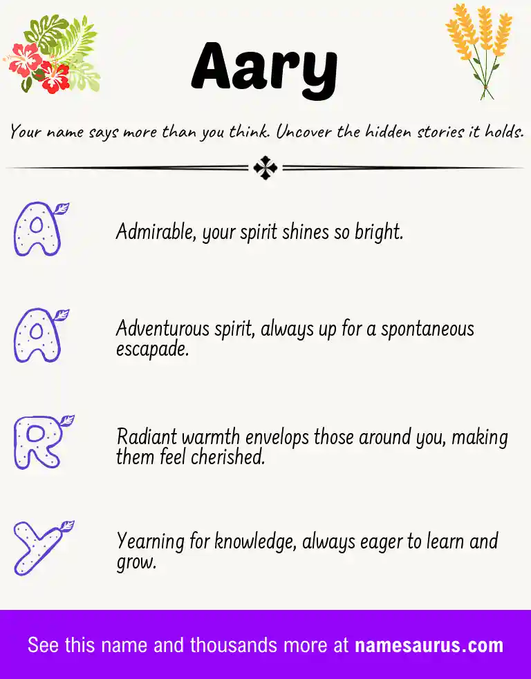 Acrostic poem about Aary.