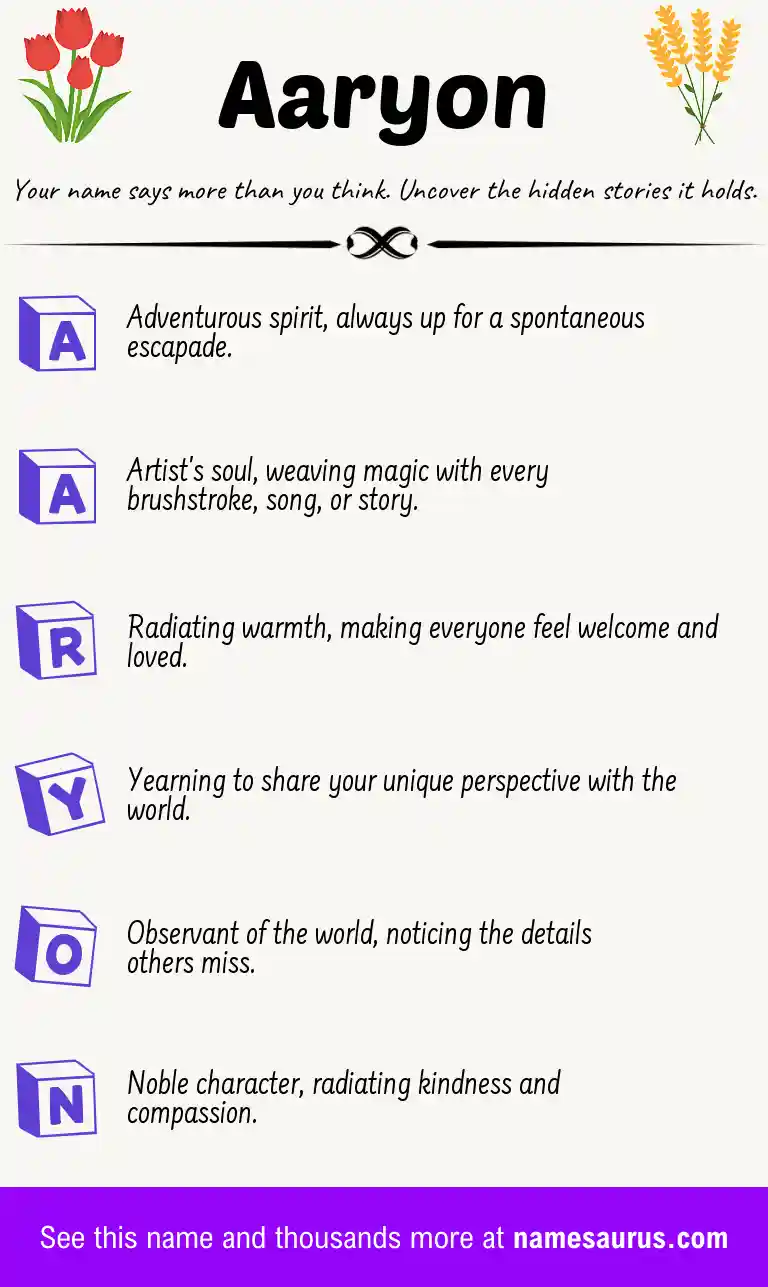 Acrostic poem about Aaryon.