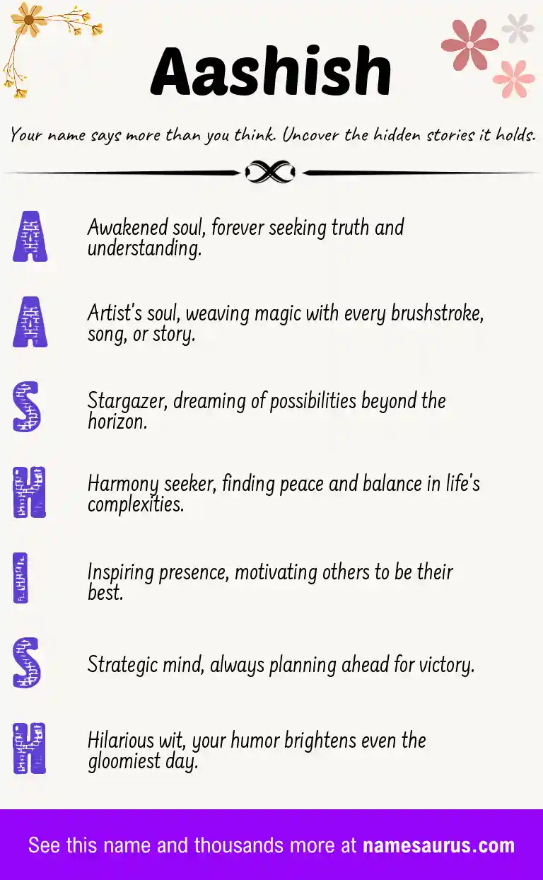 Acrostic poem about Aashish.