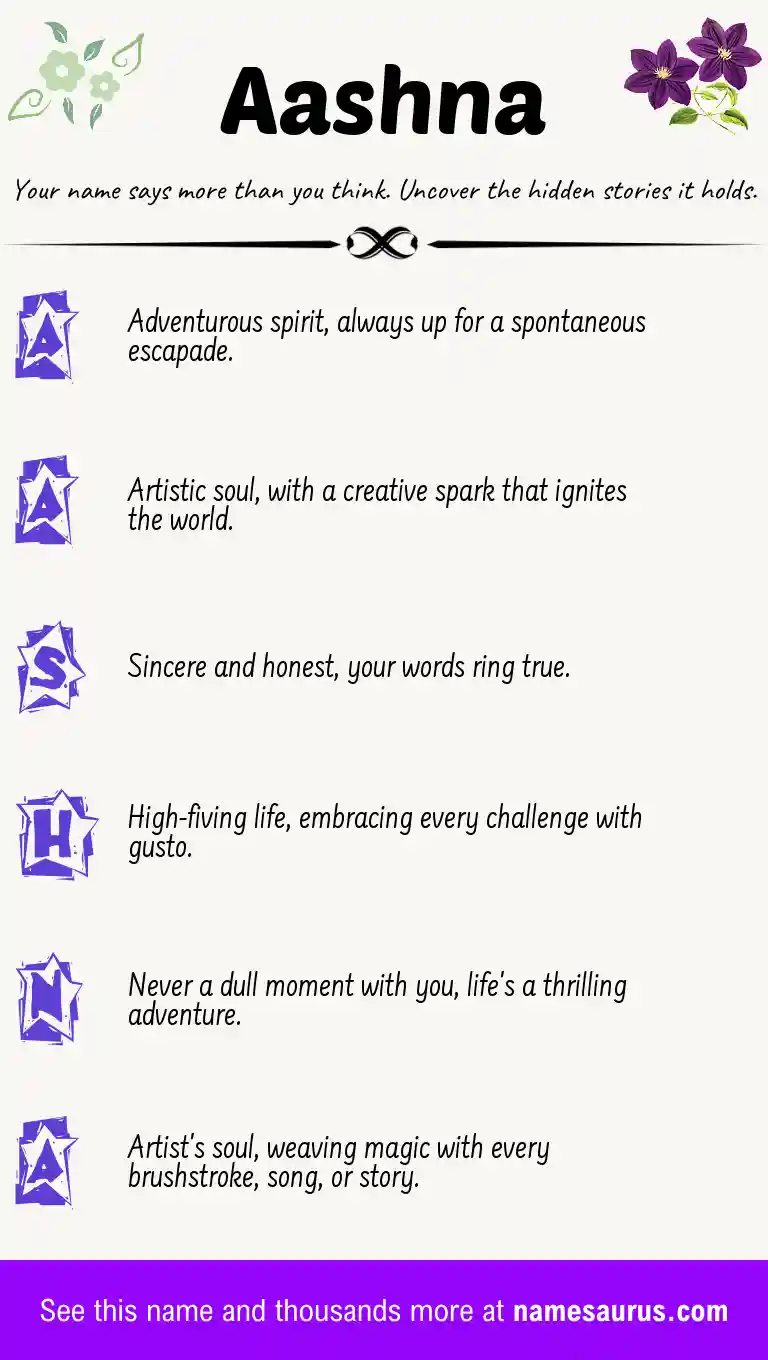 Acrostic poem about Aashna.