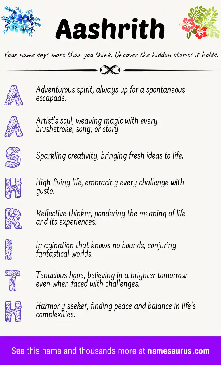 Acrostic poem about Aashrith.