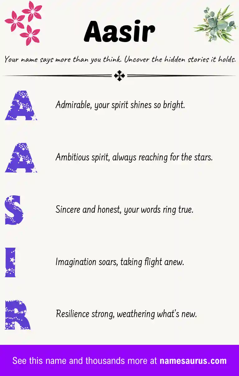 Acrostic poem about Aasir.