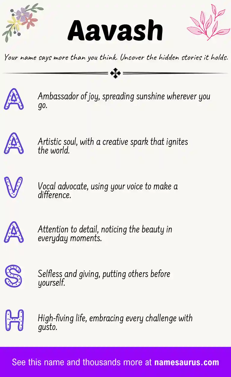 Acrostic poem about Aavash.