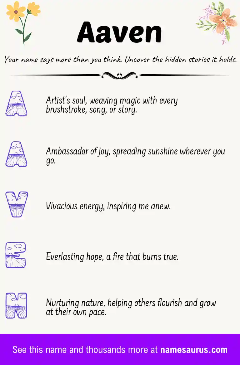 Acrostic poem about Aaven.