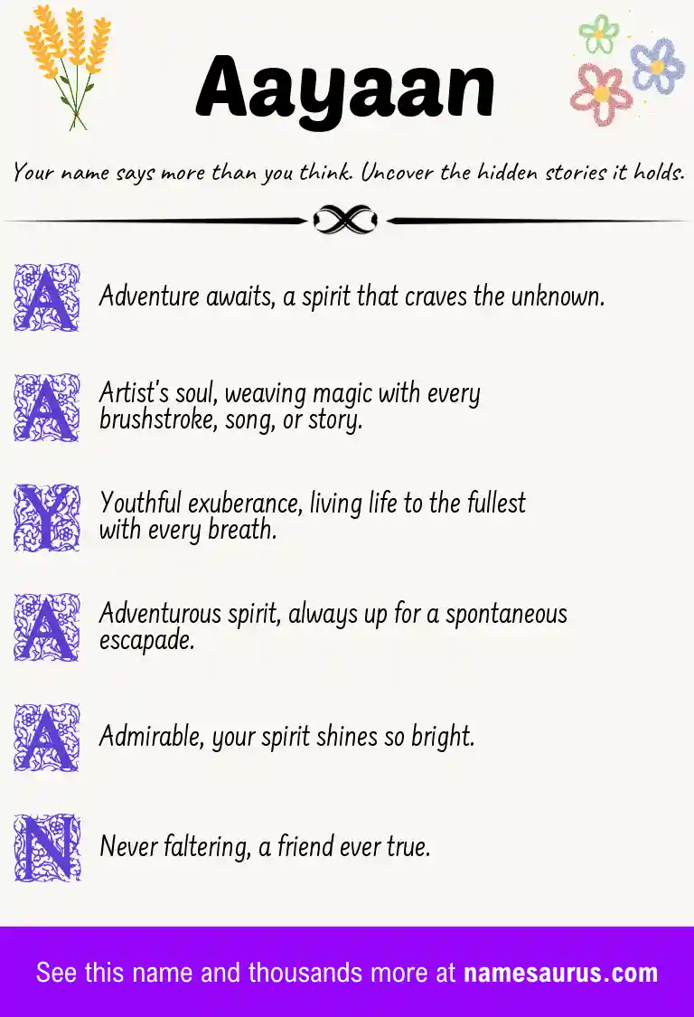 Acrostic poem about Aayaan.