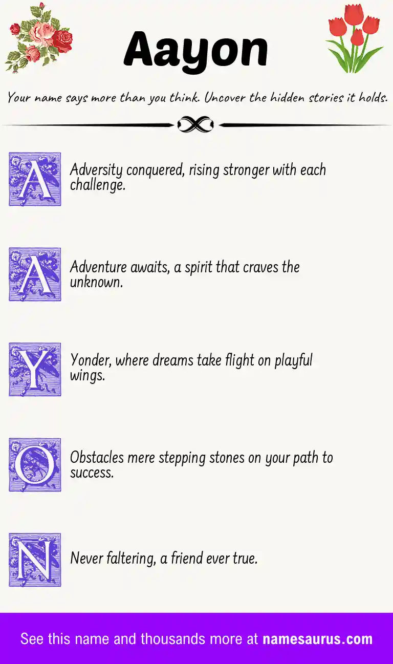 Acrostic poem about Aayon.
