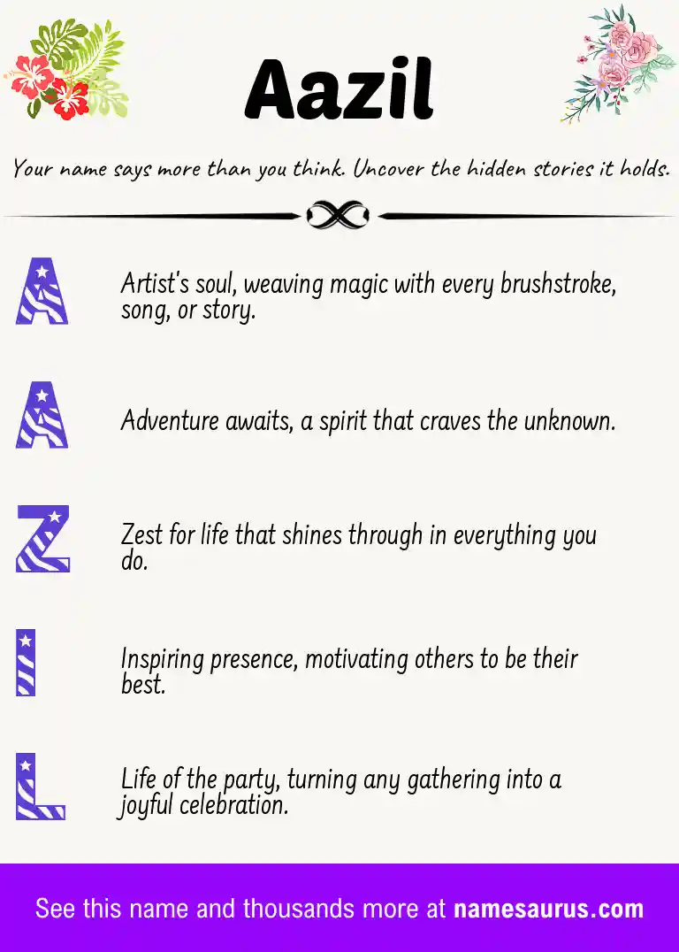 Acrostic poem about Aazil.
