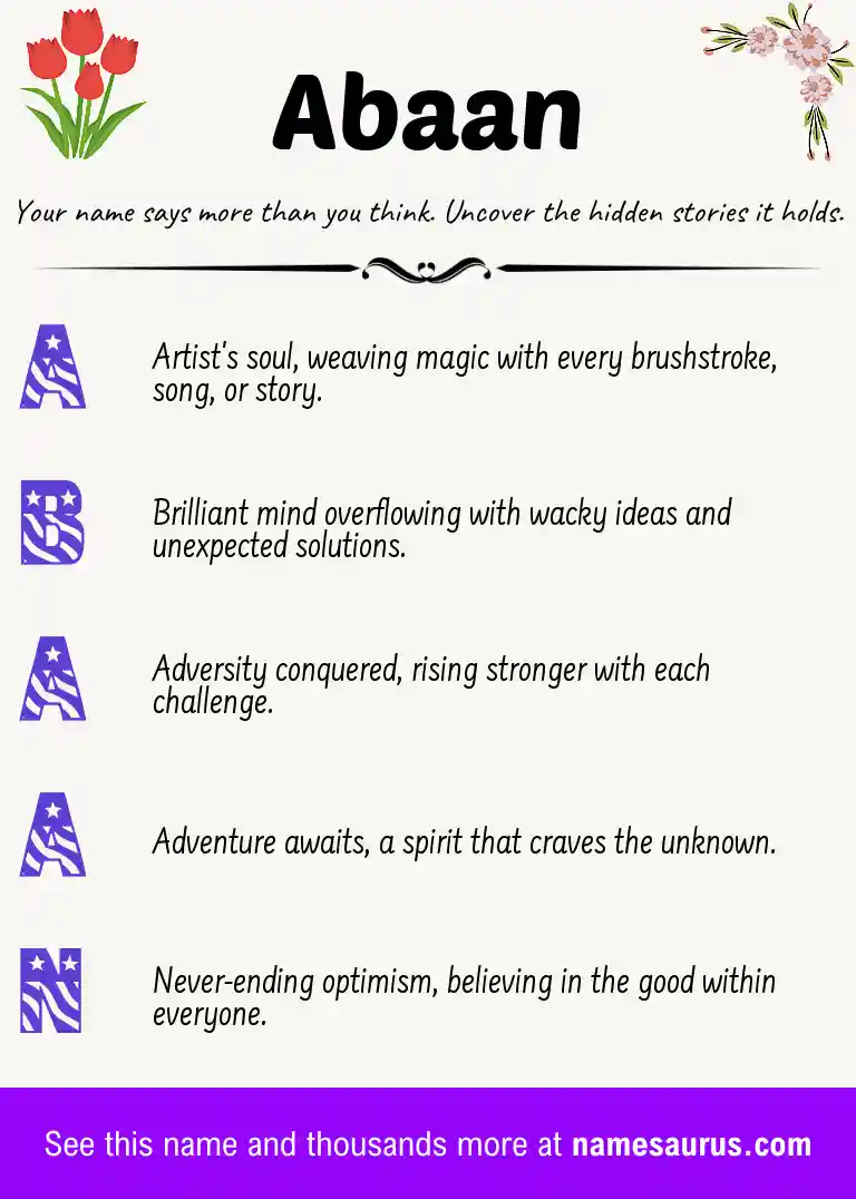 Acrostic poem about Abaan.