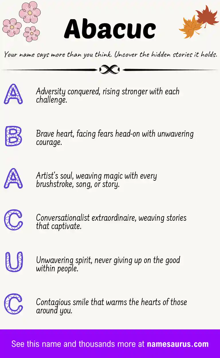 Acrostic poem about Abacuc.