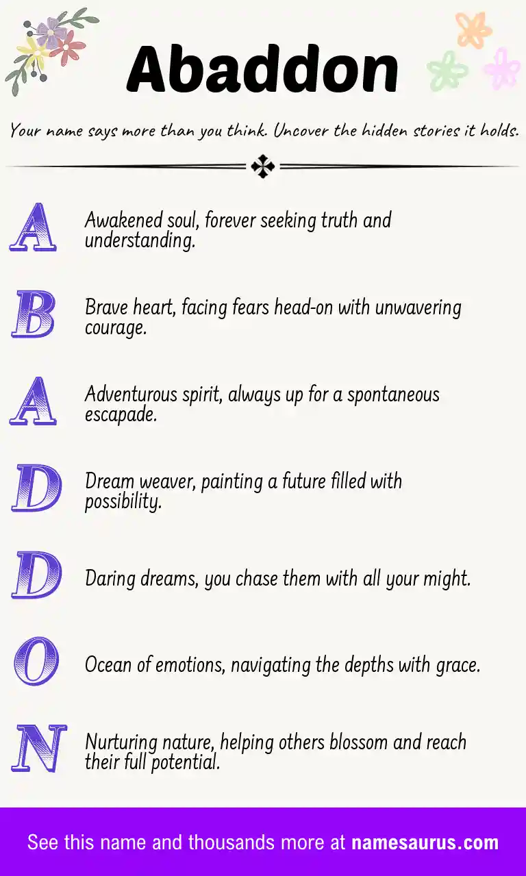 Acrostic poem about Abaddon.