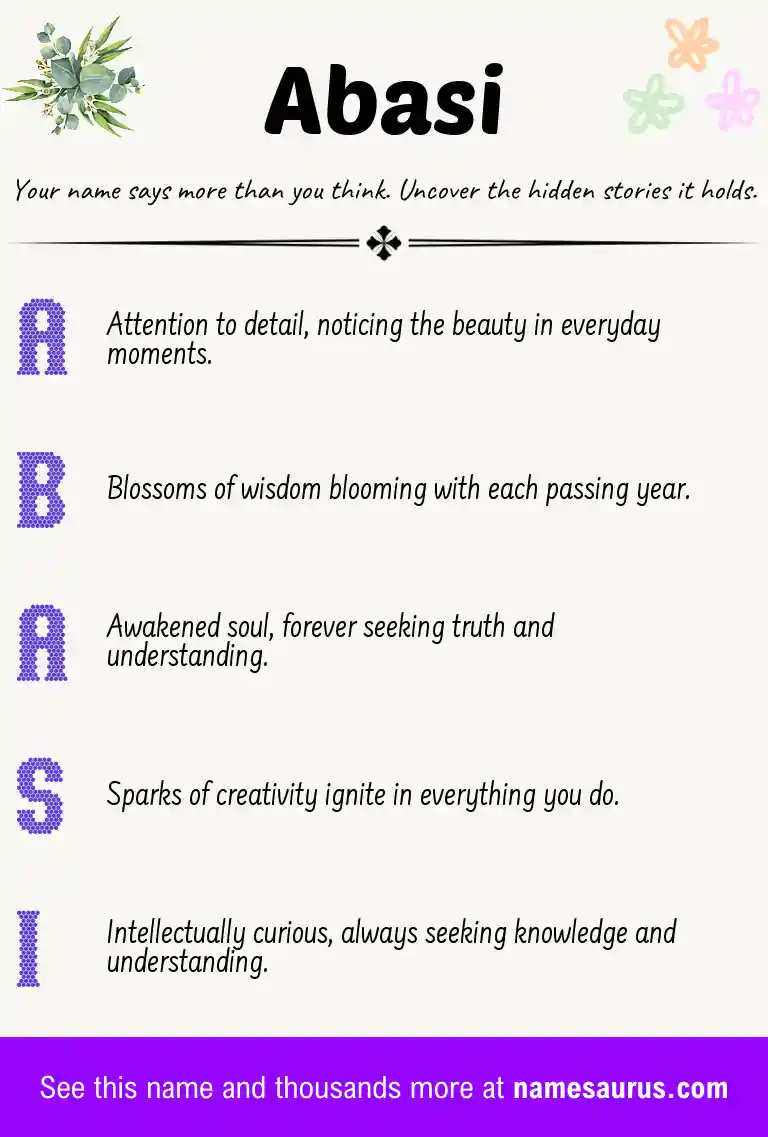 Acrostic poem about Abasi.