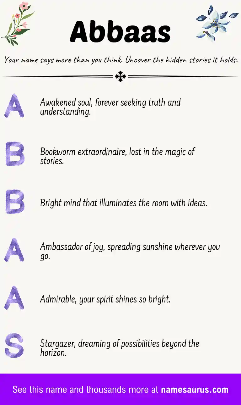 Acrostic poem about Abbaas.