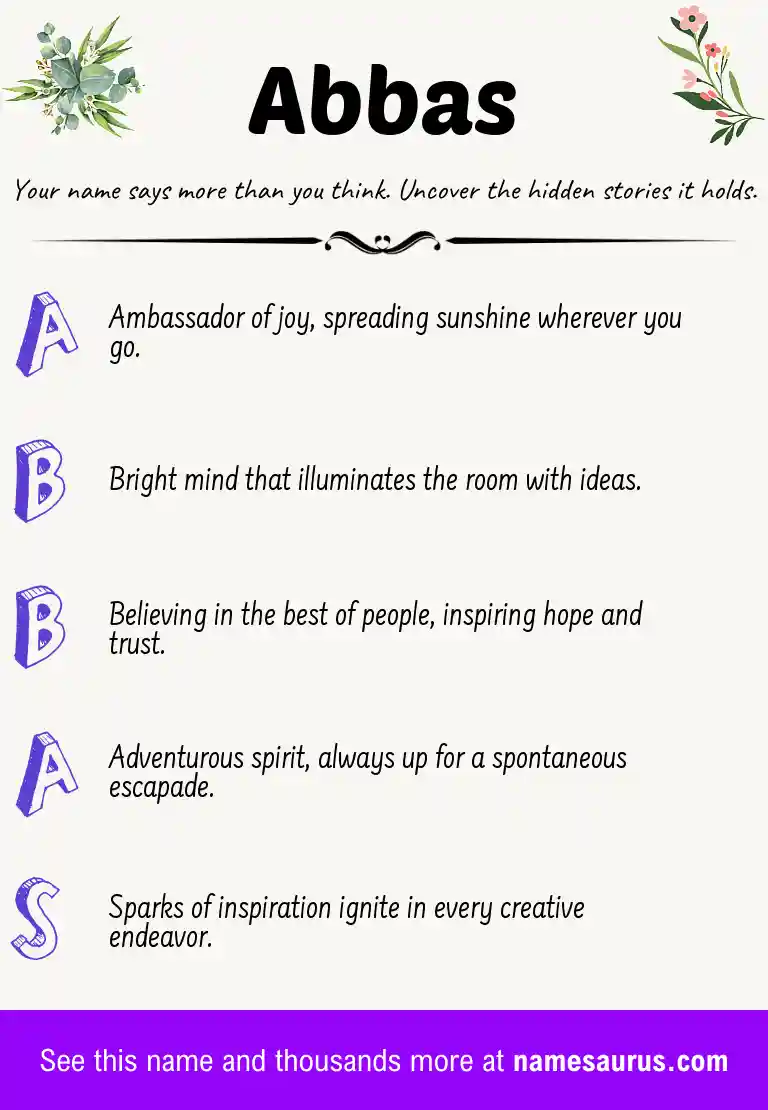 Acrostic poem about Abbas.