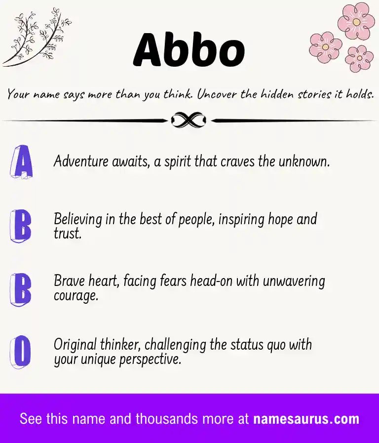 Acrostic poem about Abbo.