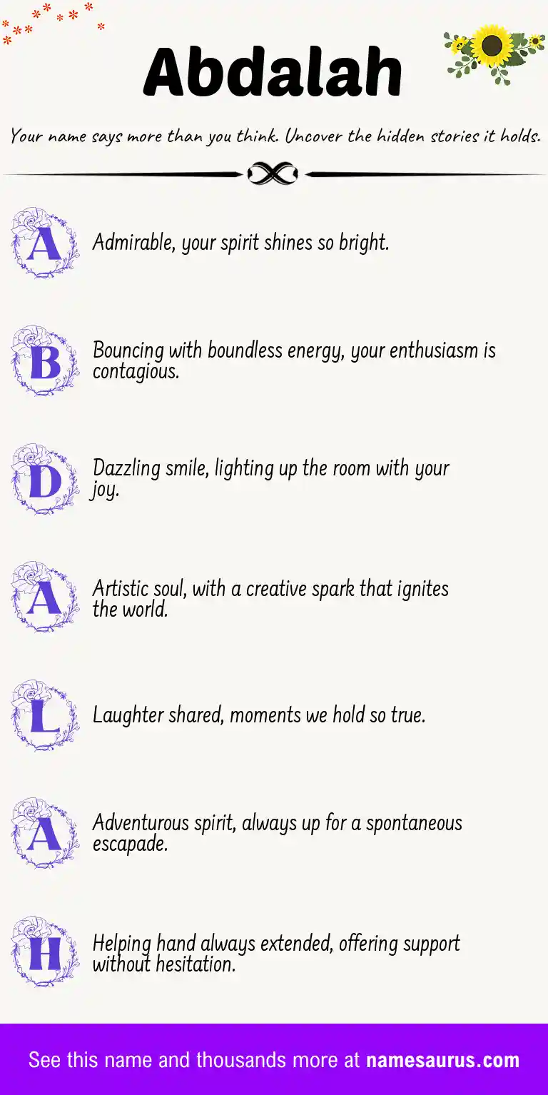 Acrostic poem about Abdalah.