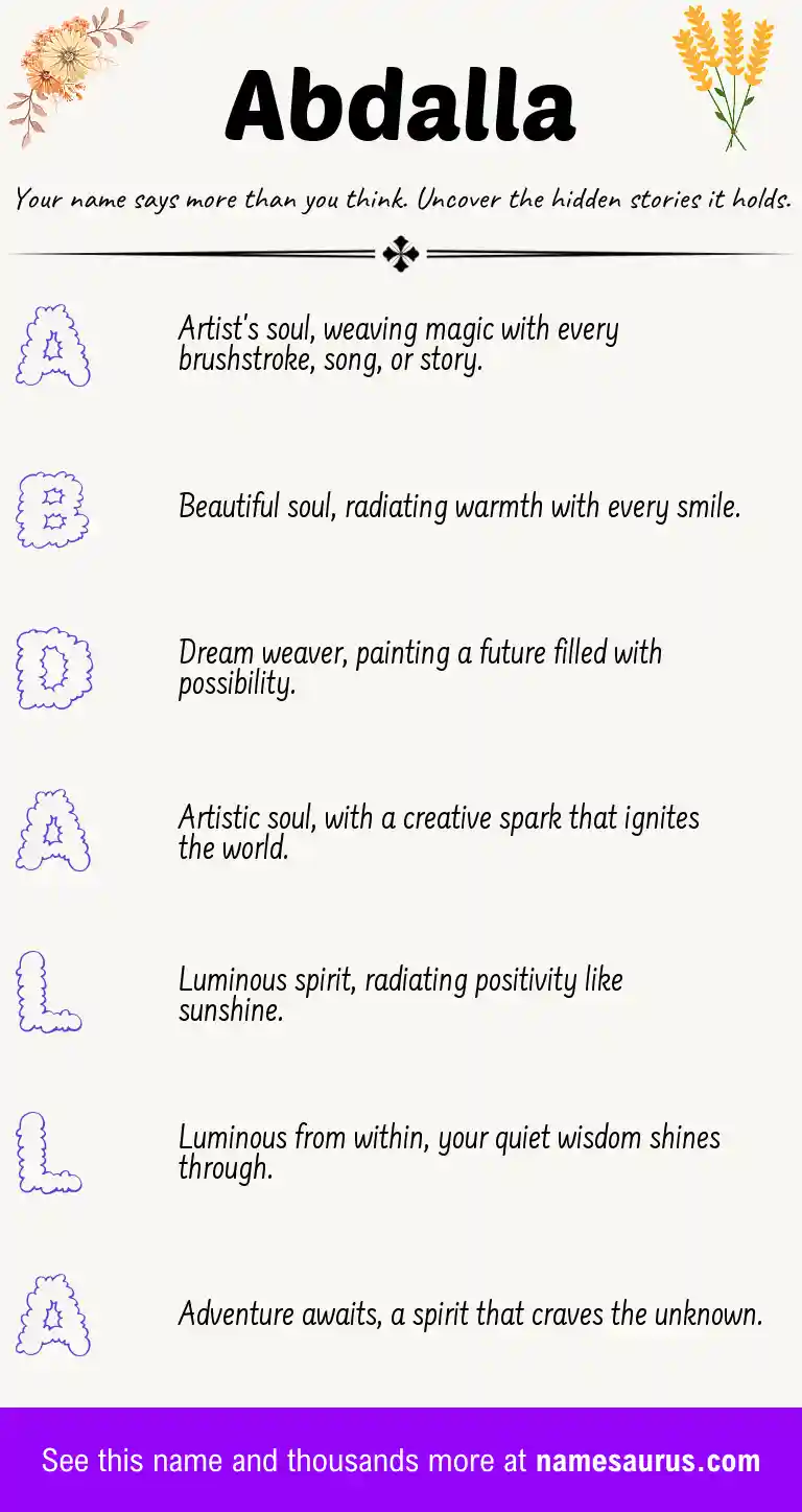Acrostic poem about Abdalla.