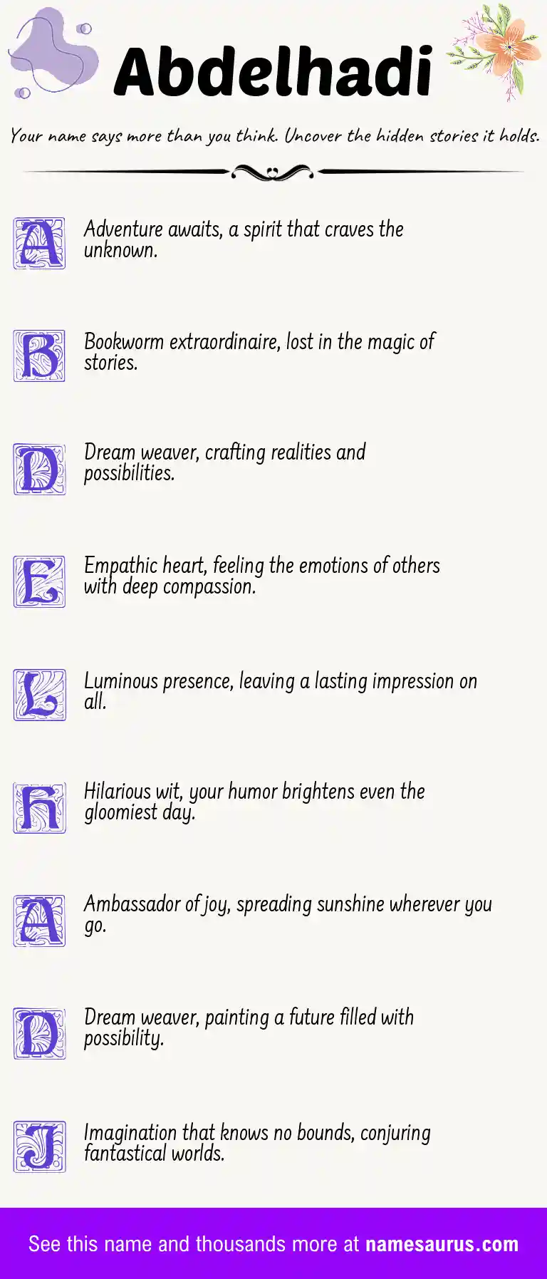 Acrostic poem about Abdelhadi.