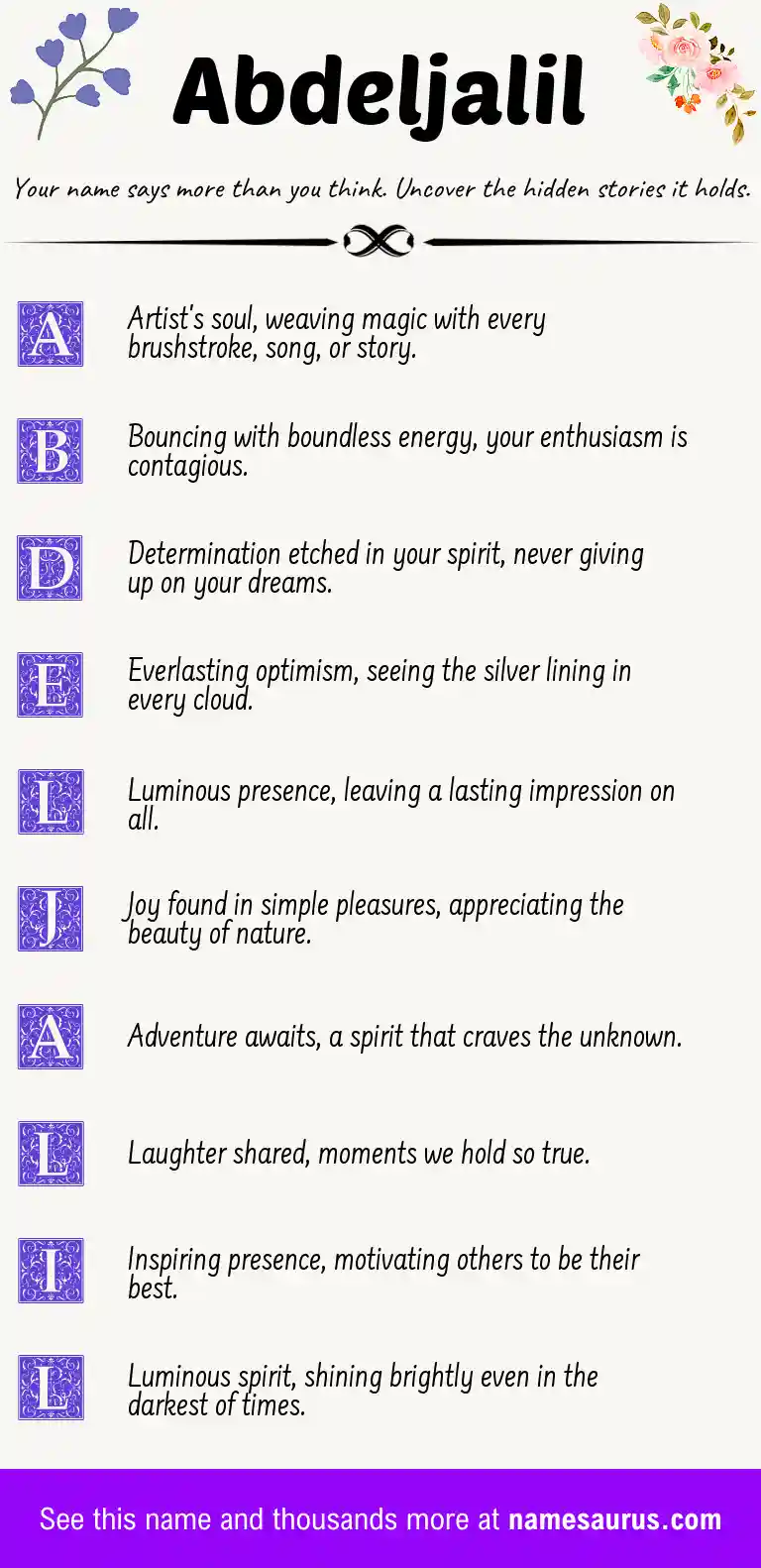 Acrostic poem about Abdeljalil.