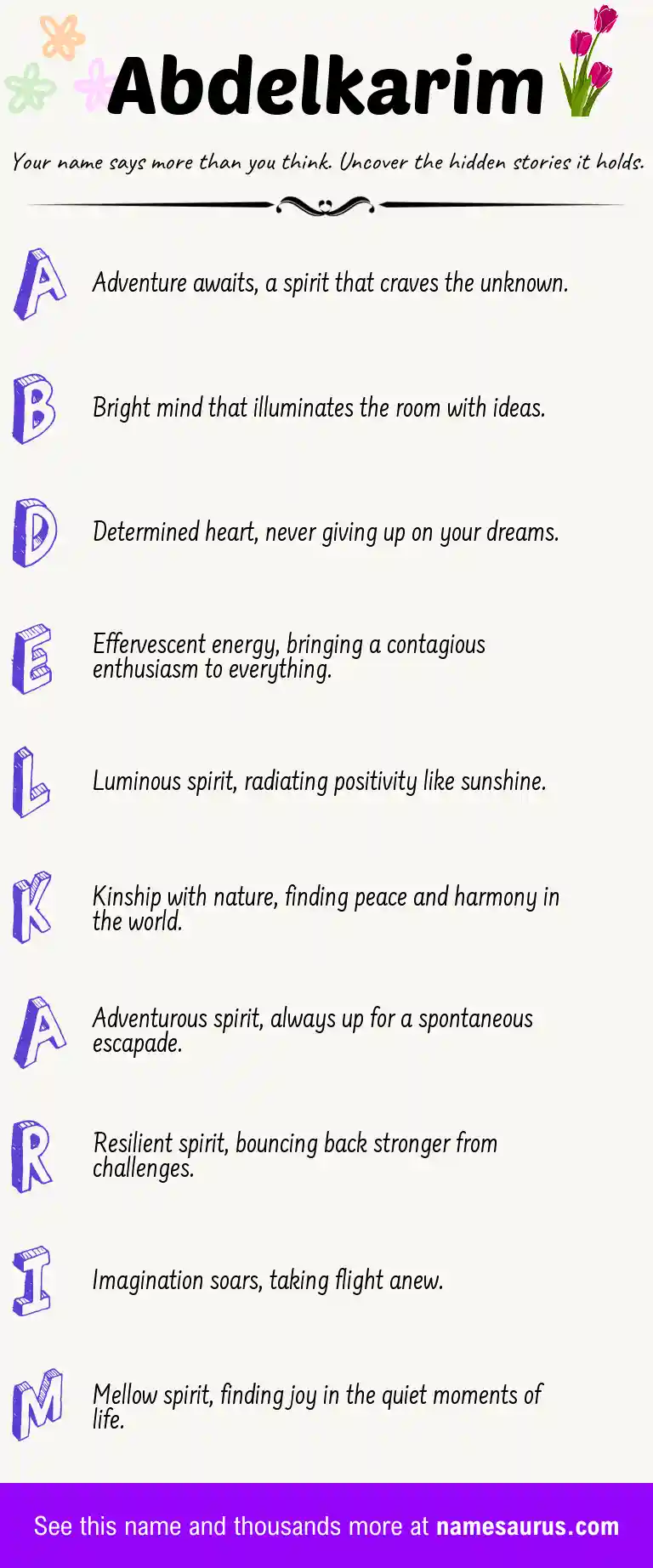 Acrostic poem about Abdelkarim.