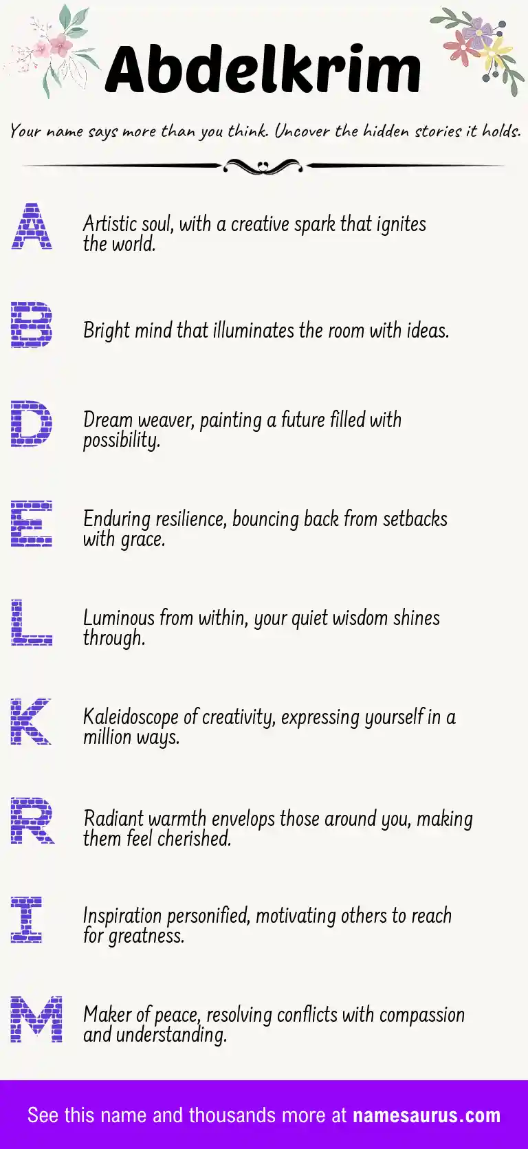 Acrostic poem about Abdelkrim.
