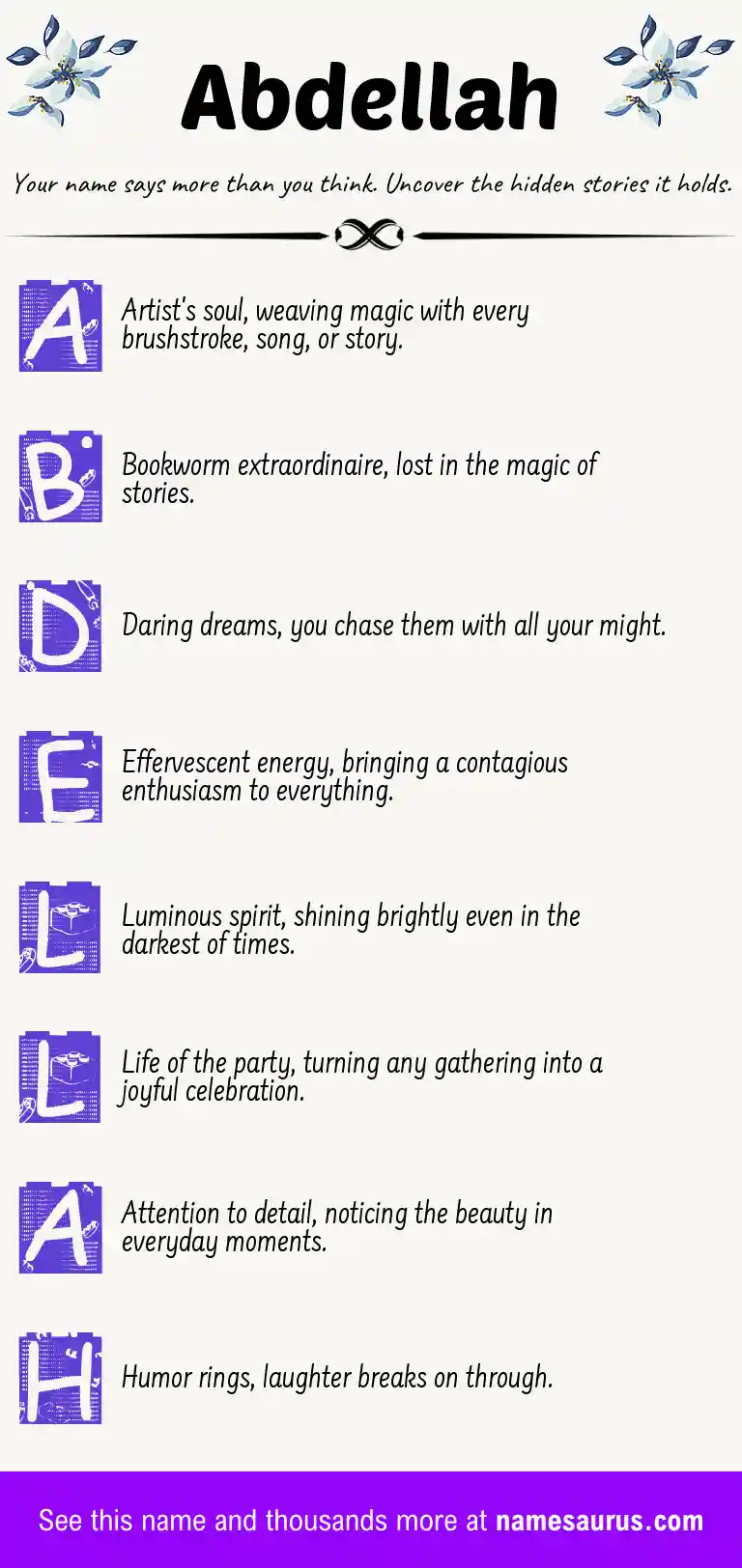 Acrostic poem about Abdellah.